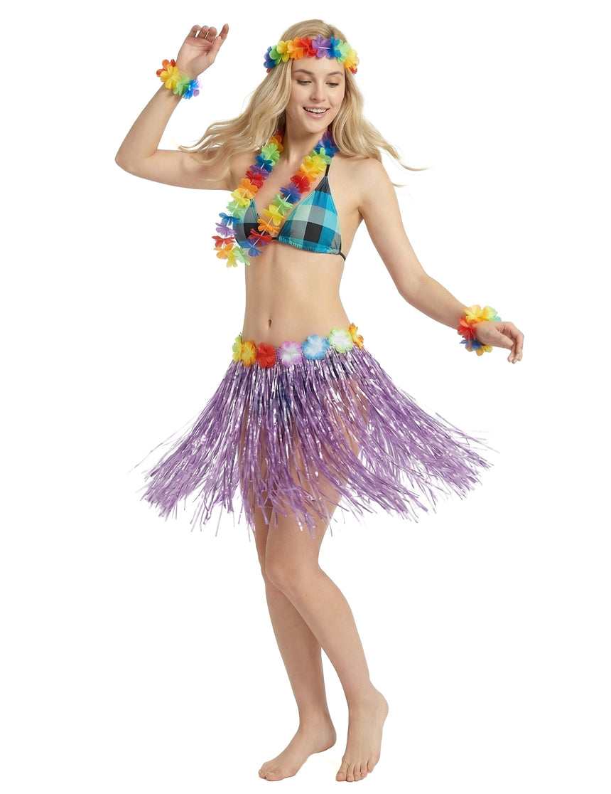 Jupe hawaïenne courte violette adulte