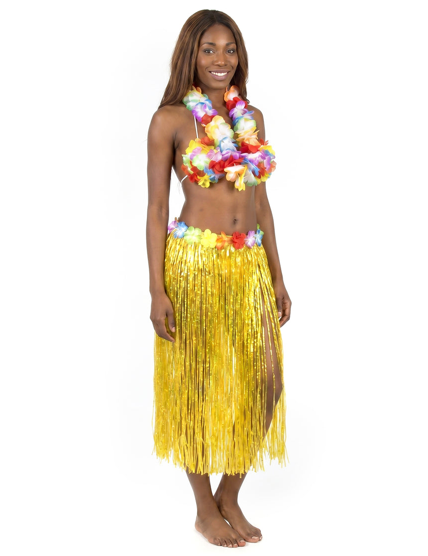 Jupe hawaïenne longue jaune adulte