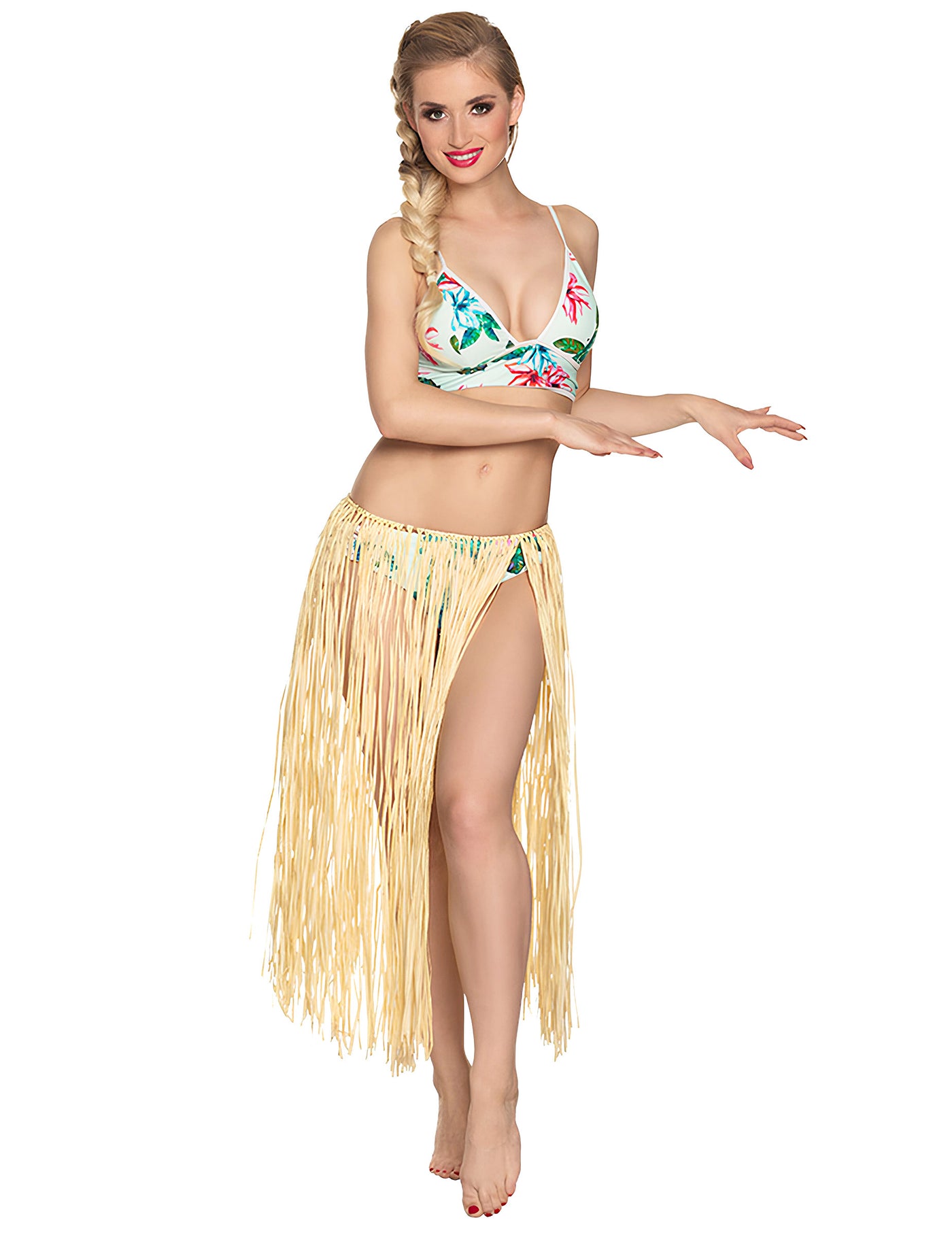 Jupe hawaïenne longue naturelle raphia adulte