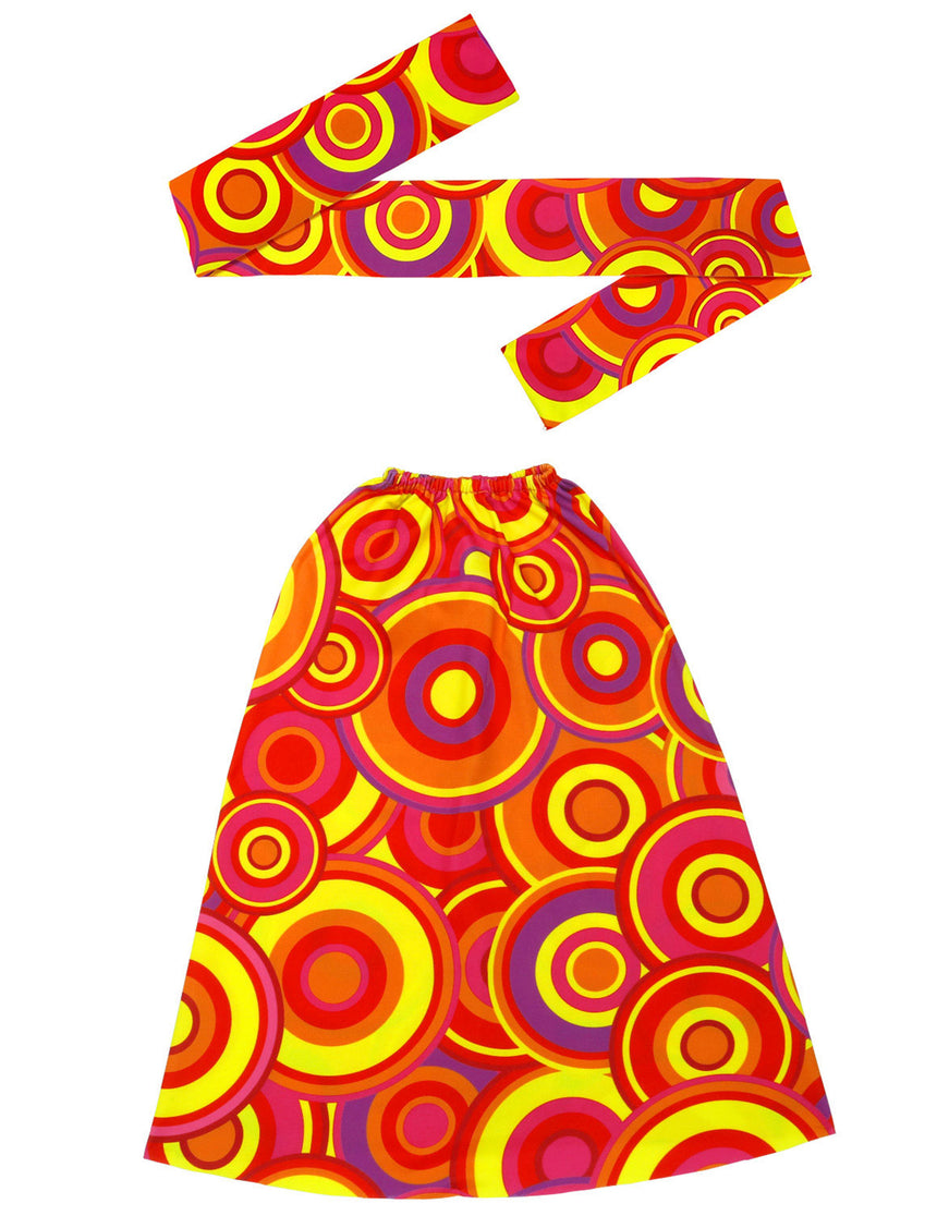 Kit bandeau et jambières années 70 orange bubbles adulte