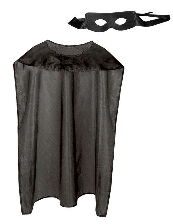 Kit cape et masque super héros noir adulte