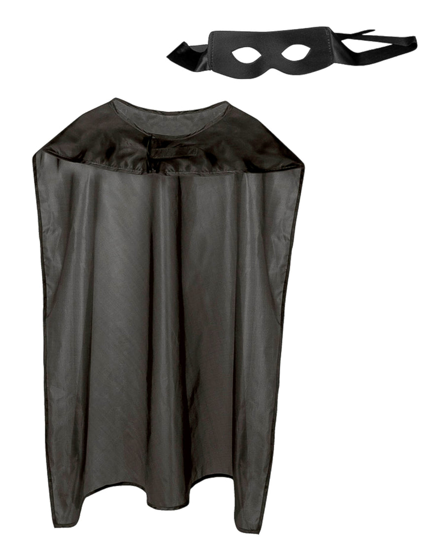 Kit cape et masque super héros noir adulte