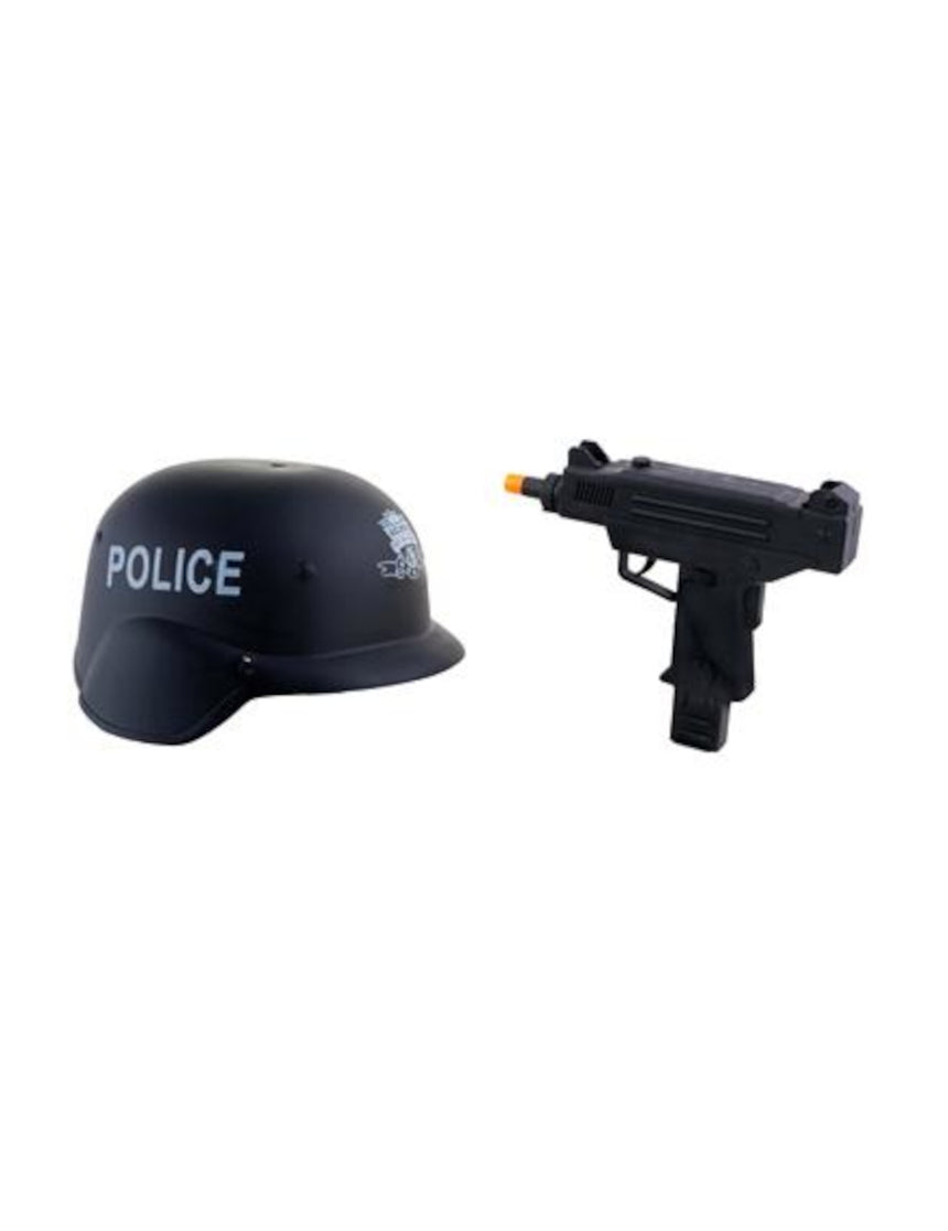 Kit casque et mitraillette vert camouflage en plastique