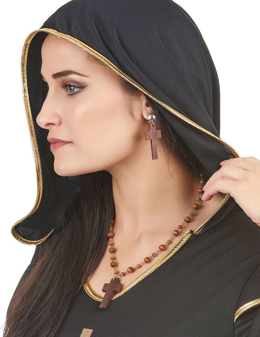 Kit collier et boucles d'oreilles religieuse femme