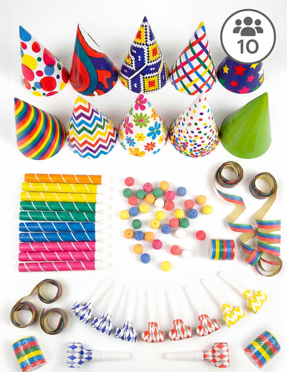 Kit cotillons multicolores 10 personnes
