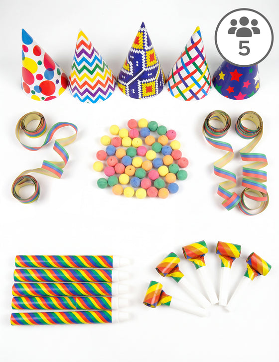 Kit cotillons multicolores 5 personnes