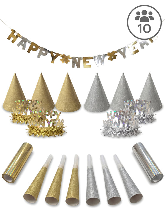 Kit cotillons or et argent 27 pièces