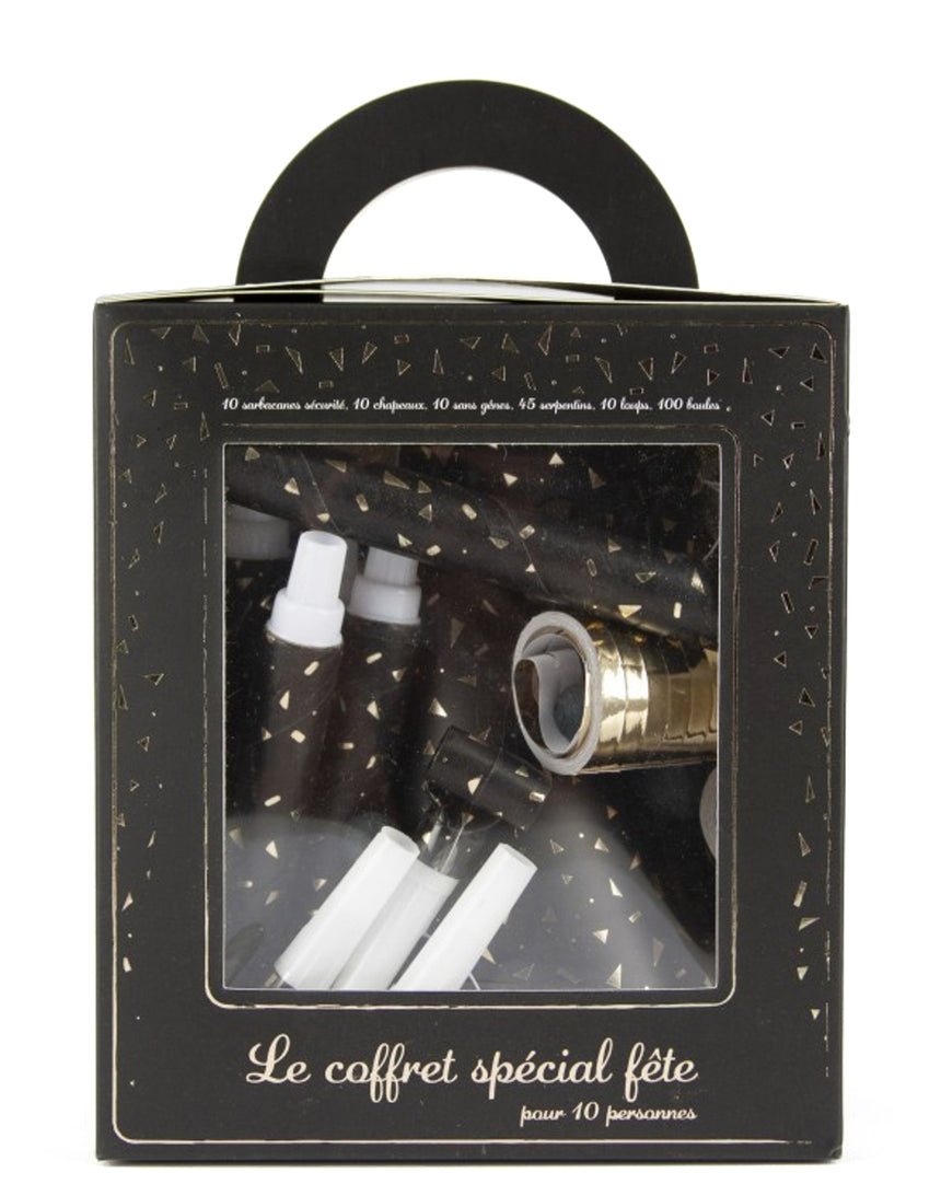 Kit cotillons party noir et or 10 personnes