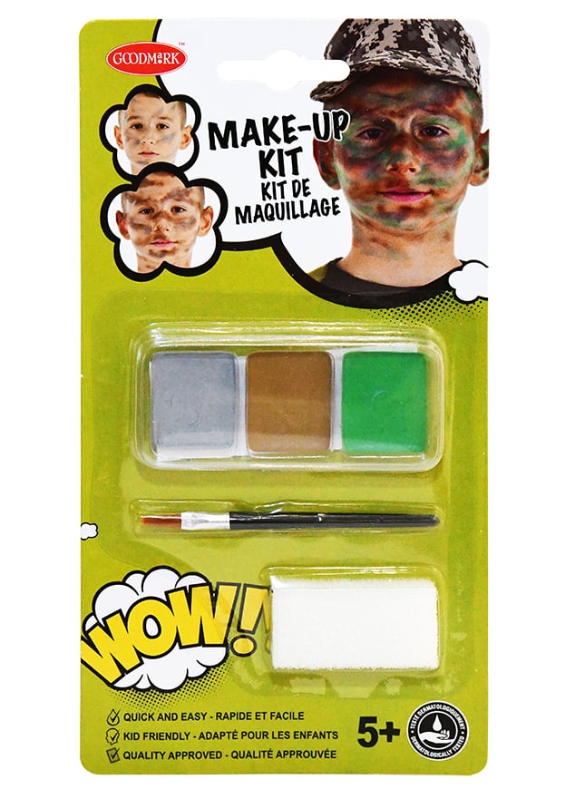 Kit maquillage militaire avec pinceau et éponge enfant