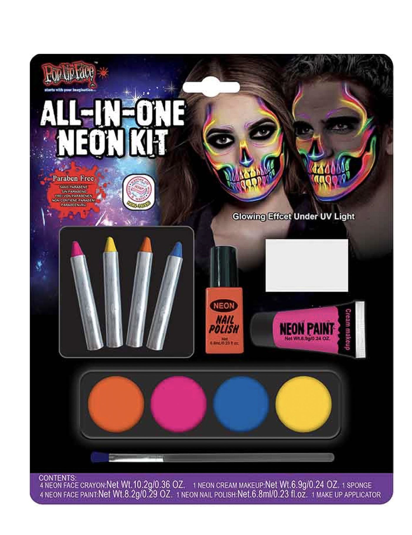 Kit maquillage multicolore néon