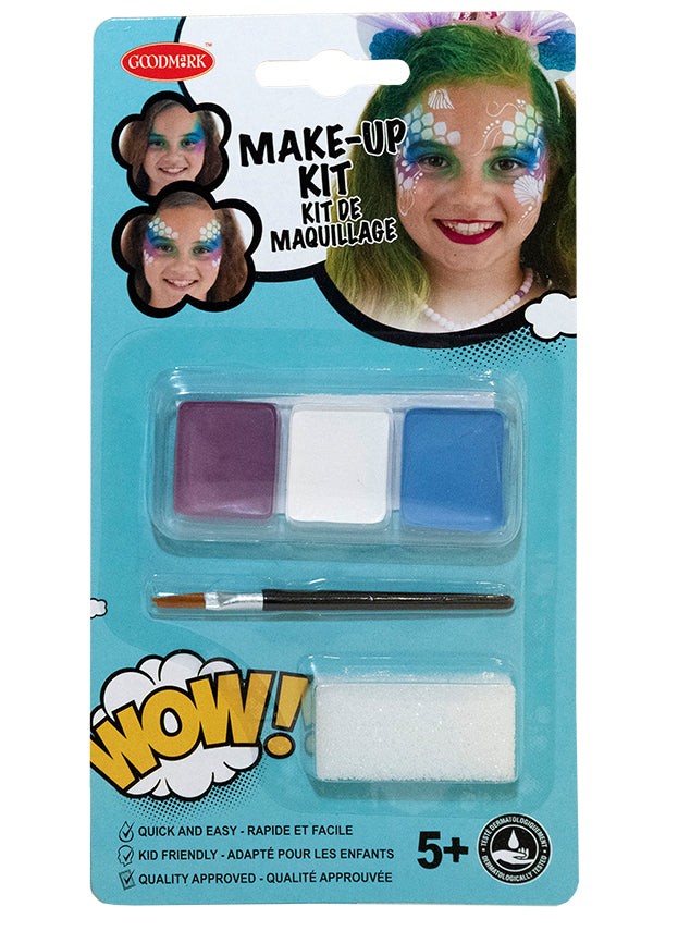 Kit maquillage sirène avec pinceau et éponge fille