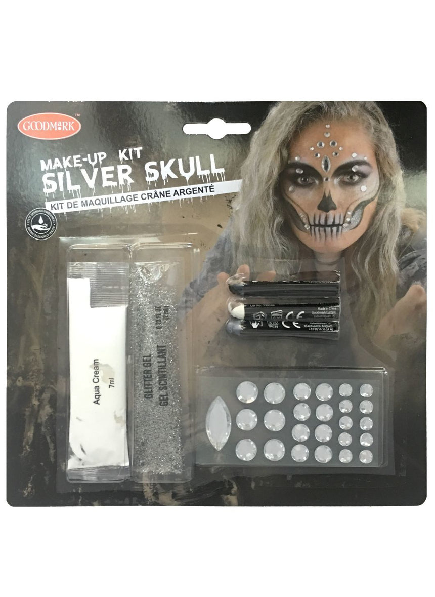 Kit maquillage squelette sexy argent adulte