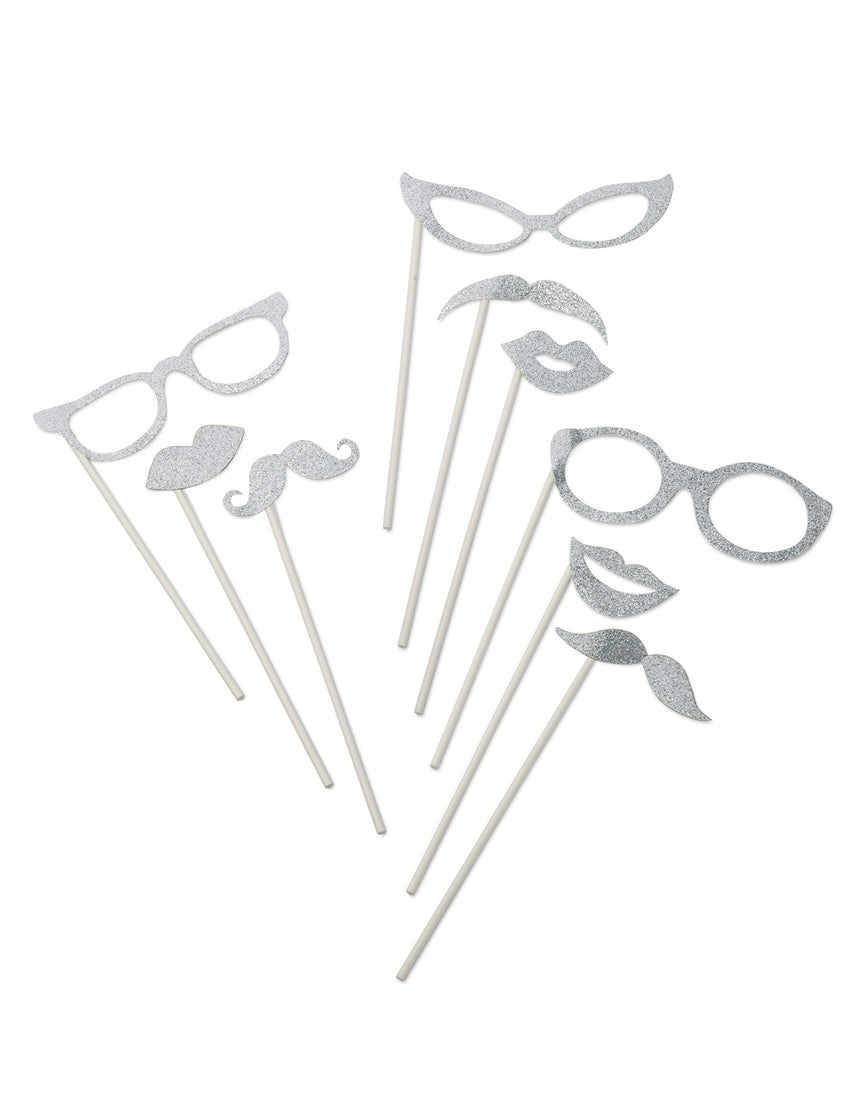 kit photobooth argent pailleté 9 pièces