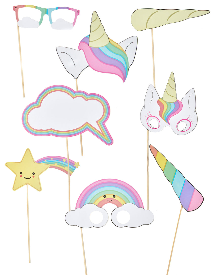 Kit photobooth bébé licorne 8 accessoires