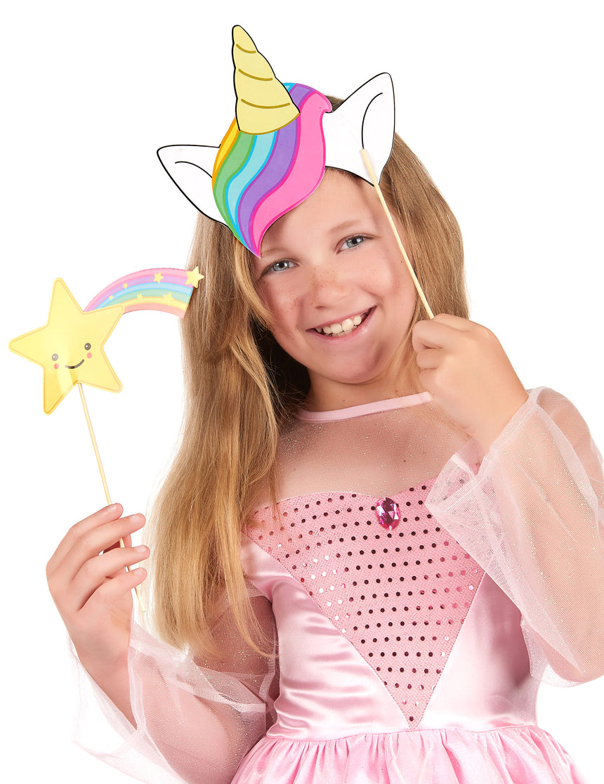 Kit photobooth bébé licorne 8 accessoires