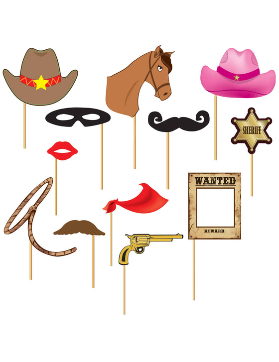 Kit photobooth Cowboy 12 pièces