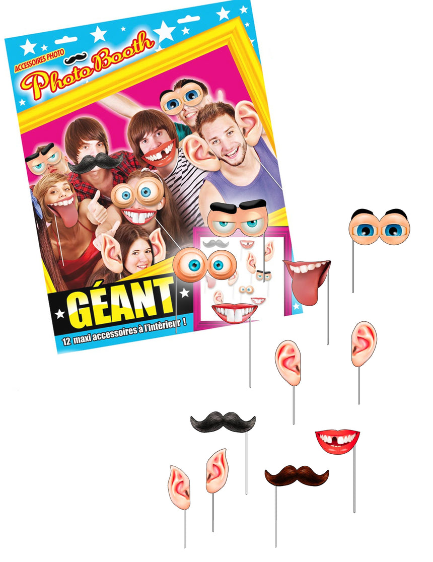 Kit photobooth géant 12 accessoires