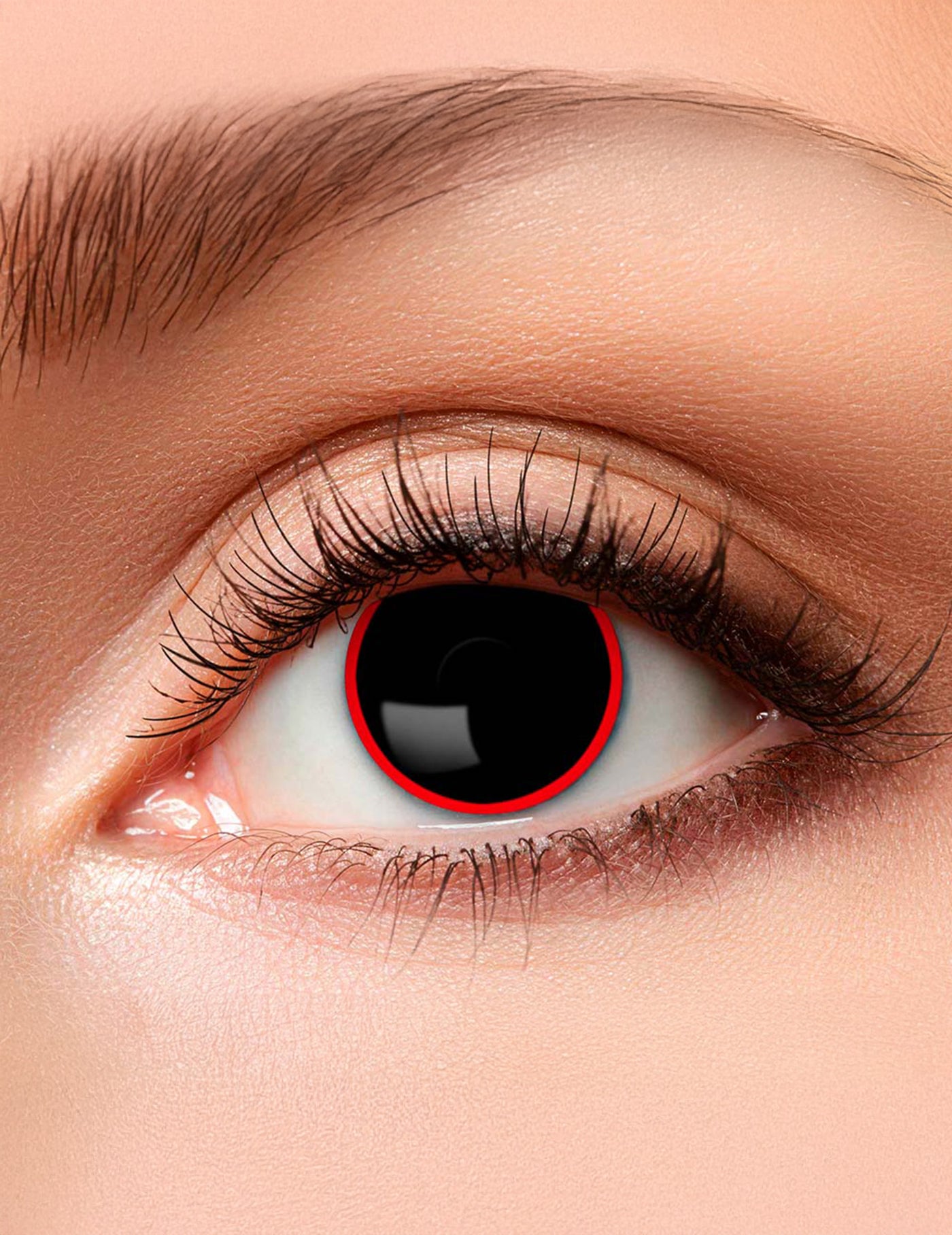 Lentilles fantaisie noire contour rouge adulte