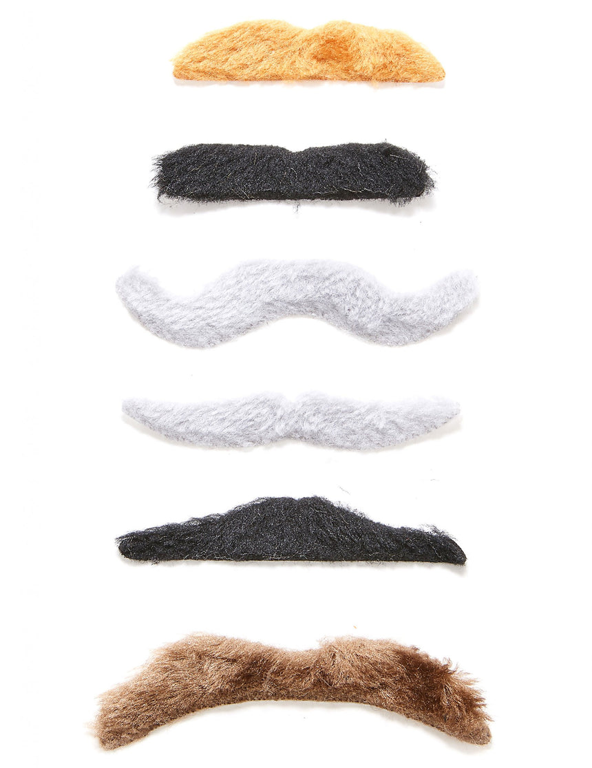 Lot 6 moustaches adhésives adulte
