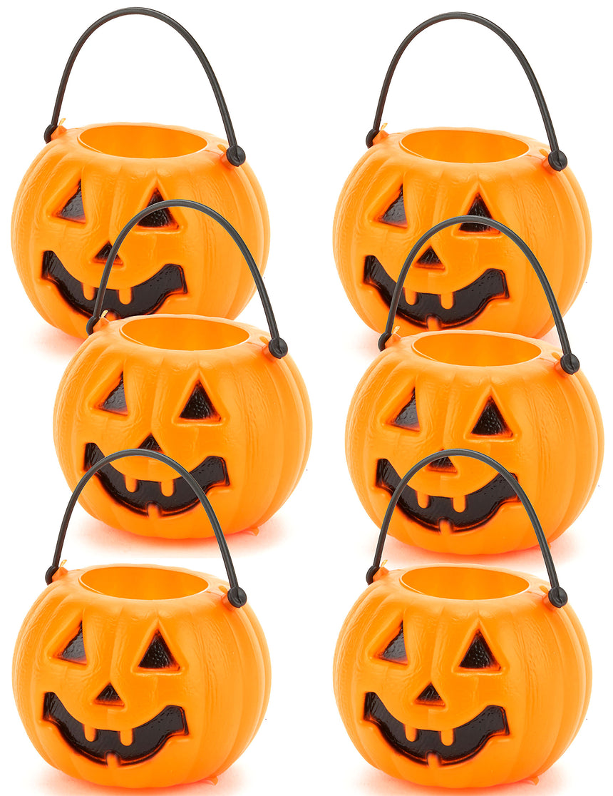 6 Mini seaux citrouilles d'Halloween 6,5 x 5 cm