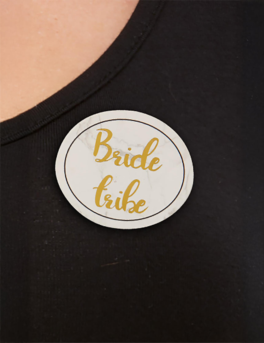 Lot de 5 badges pour EVJF blanc et or
