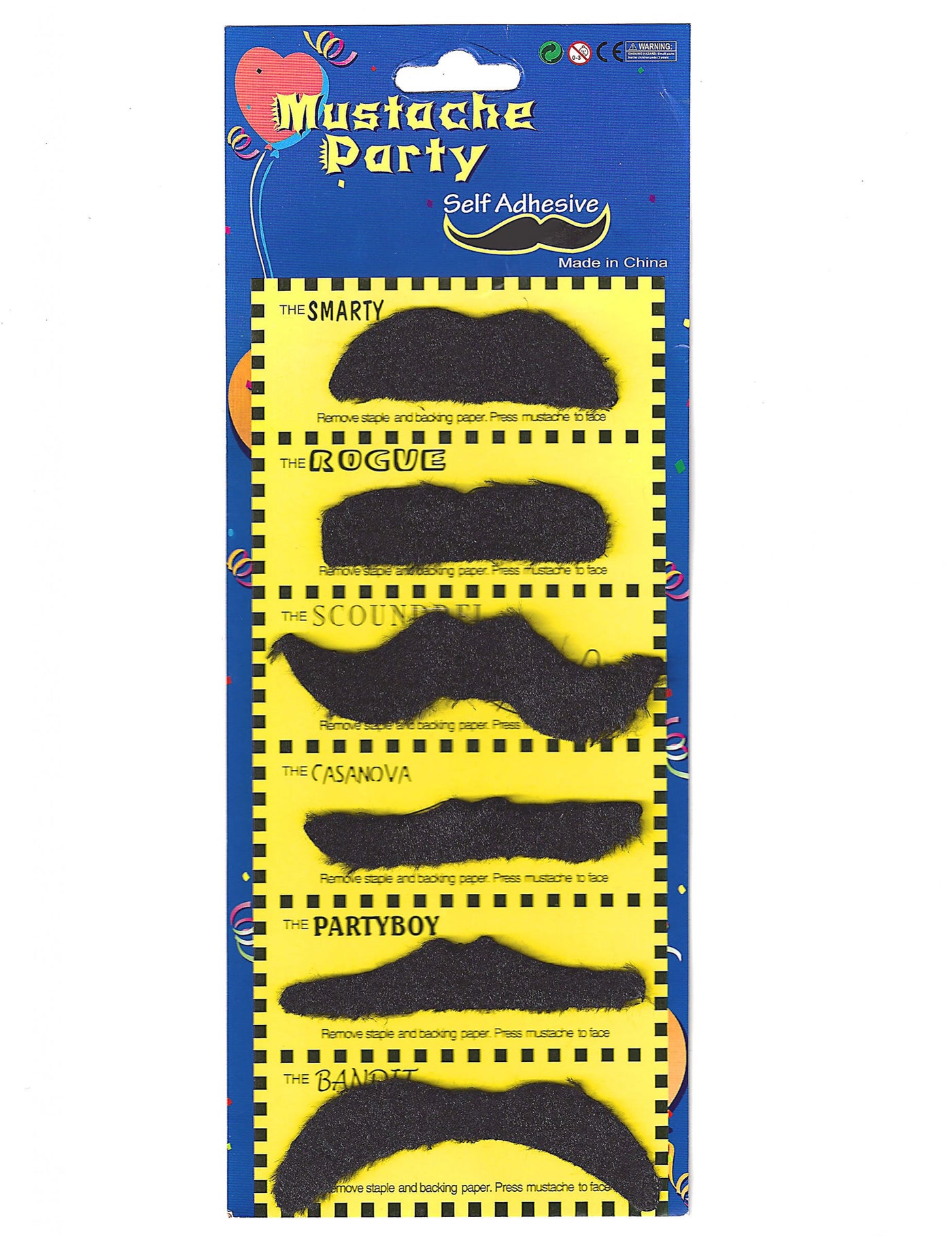 Lot de 6 moustaches adulte