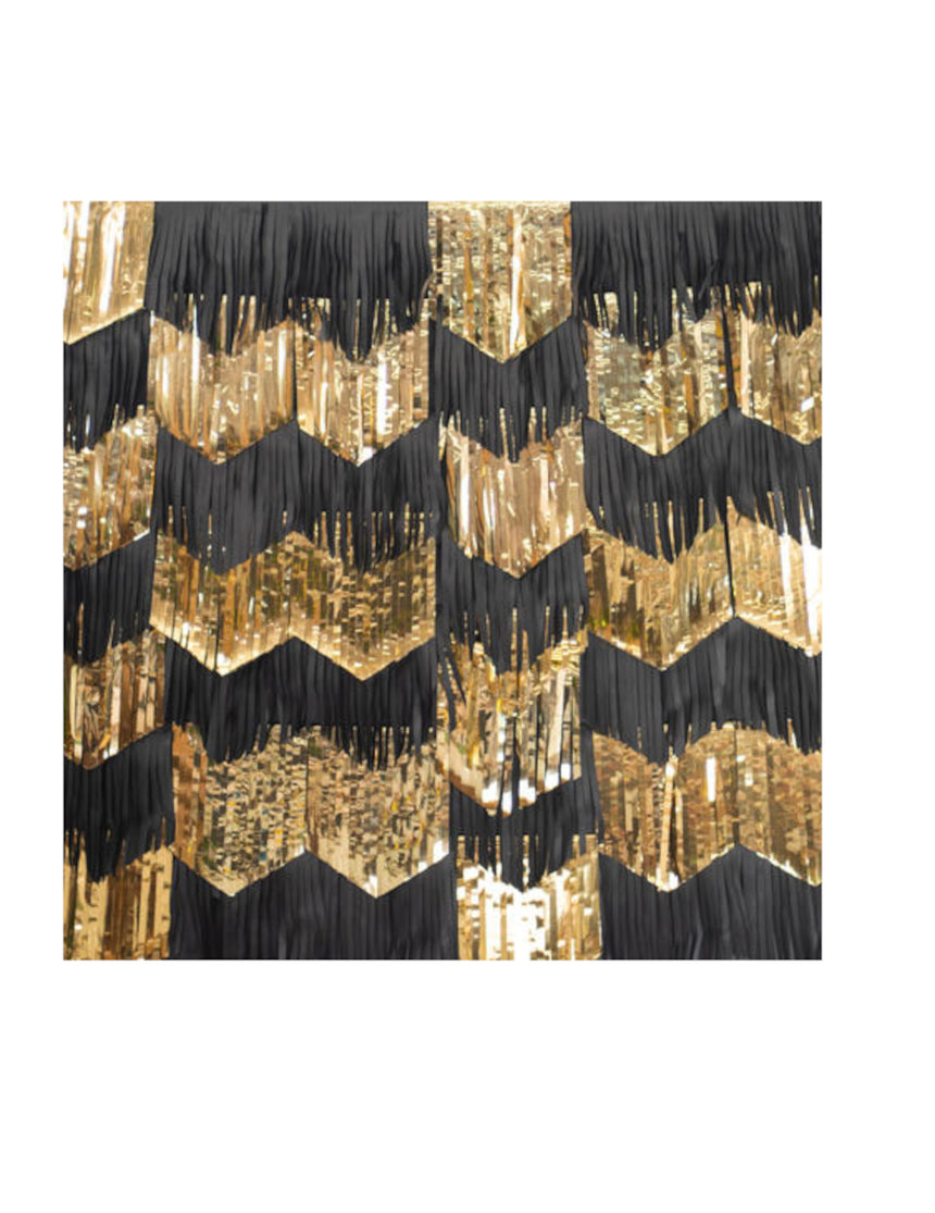 Lot de 7 guirlandes tassels noires et or 2m