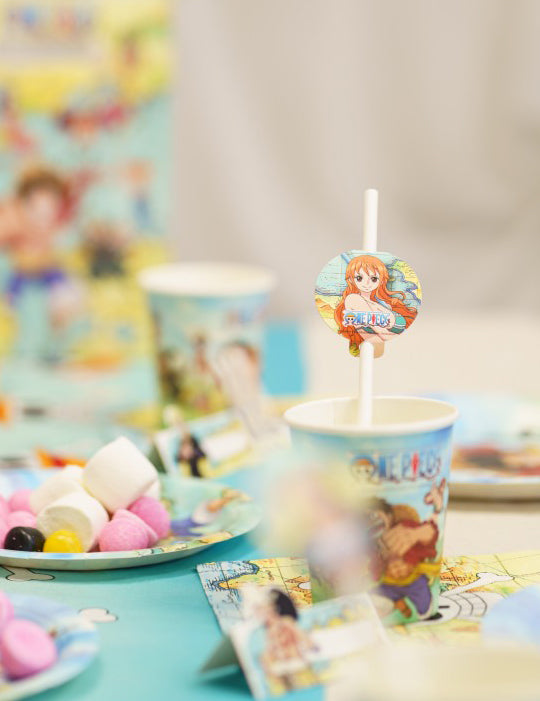 Lot de 9 pailles en papier avec médaillons One Piece