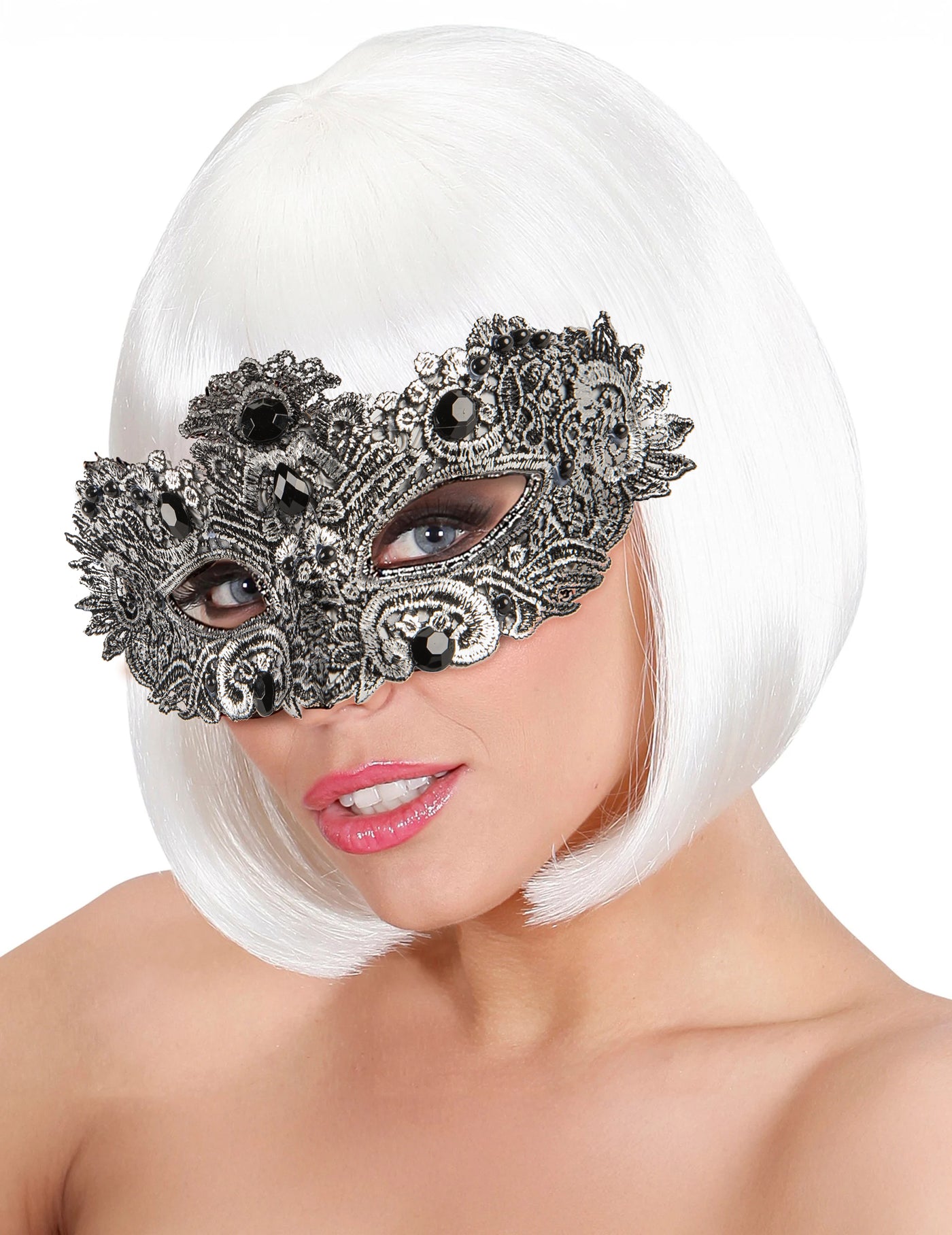 Loup antique argent avec pierres adulte