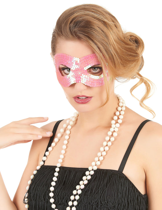 Loup avec sequins rose adulte