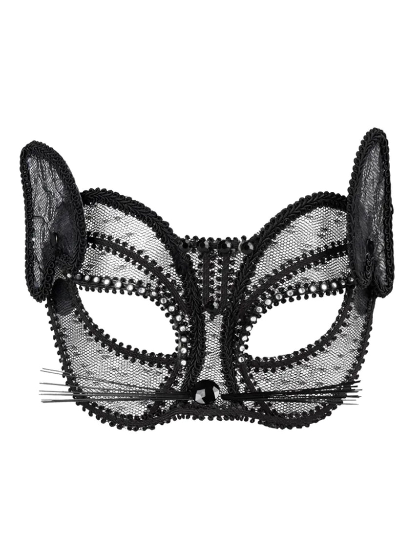 Loup chat en dentelle noire femme