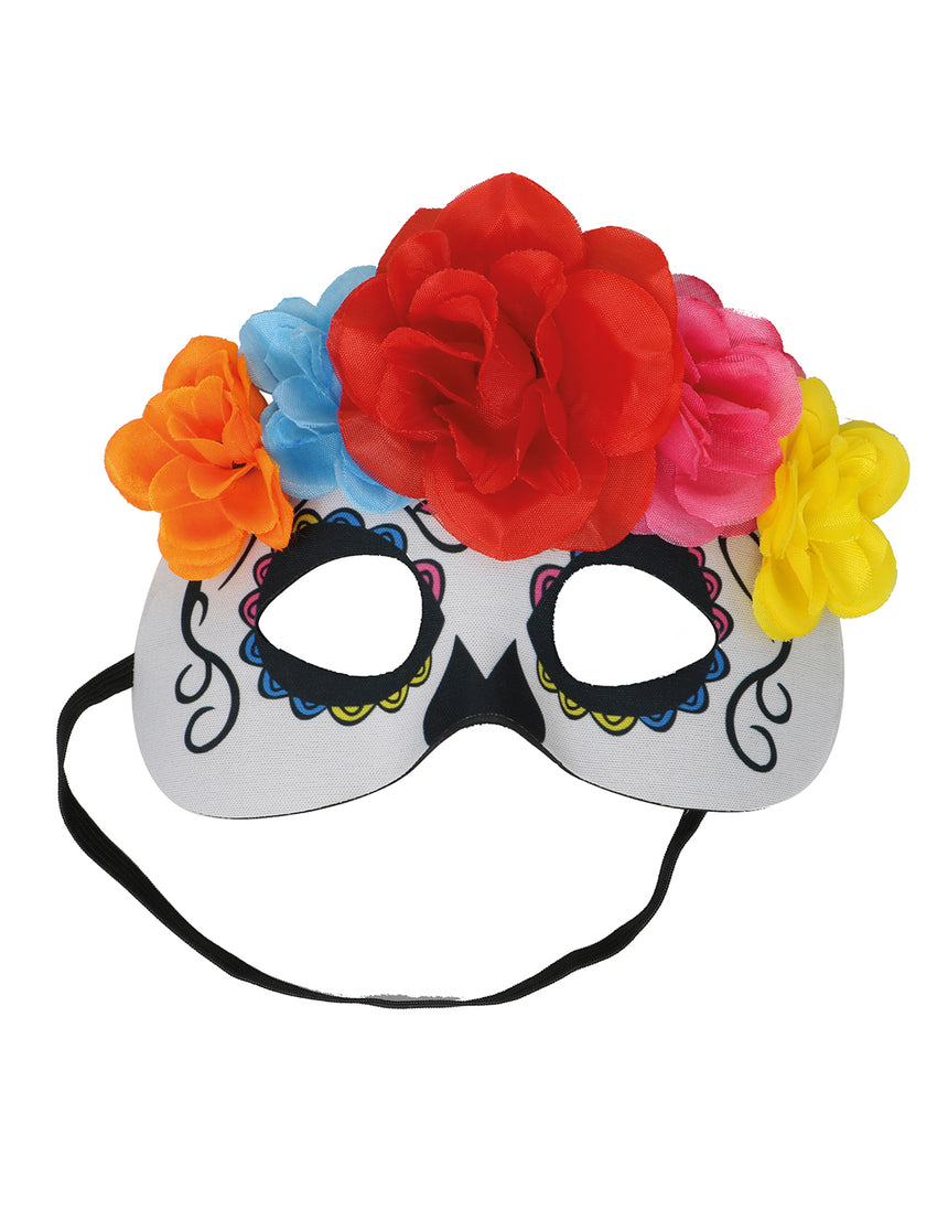 Loup fleurs colorées Dia de los muertos adulte