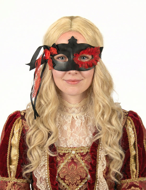 Loup noir avec dentelle et fleur rouge femme