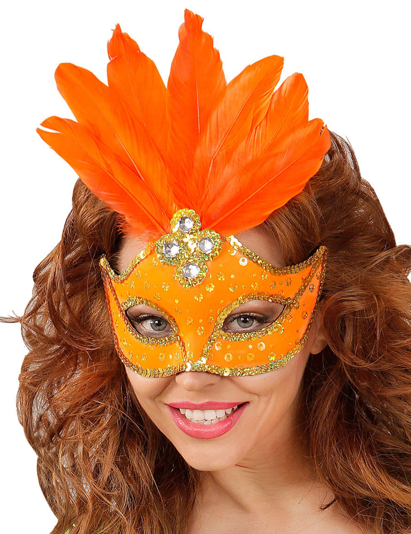 Loup orange avec plumes femme