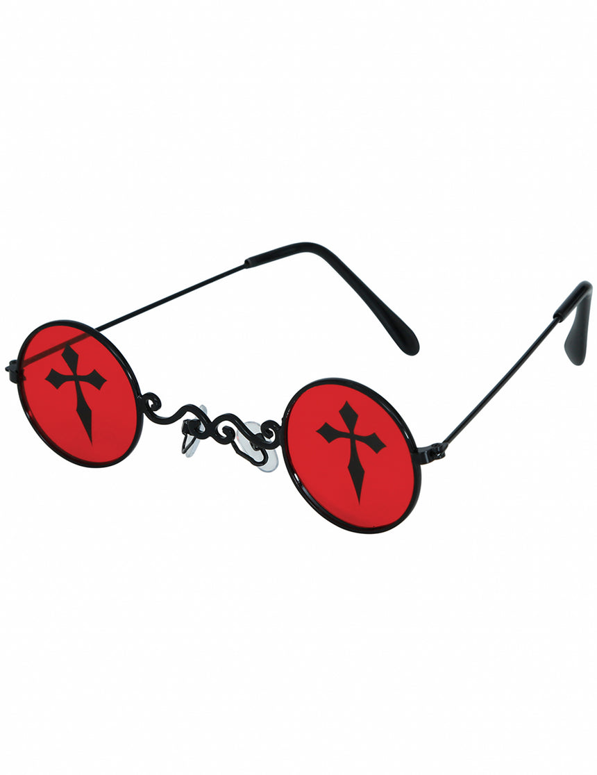 Lunette gothique ronde rouge adulte