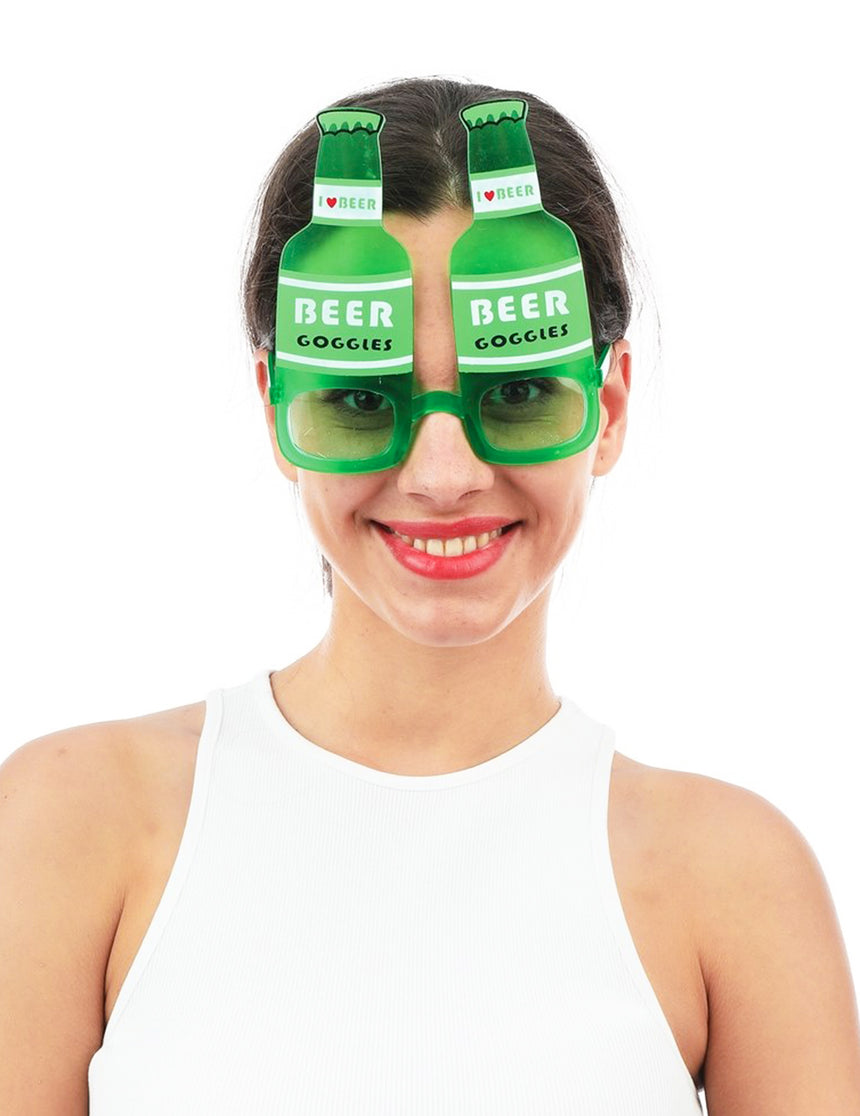 Lunettes bouteille de bière vertes adulte