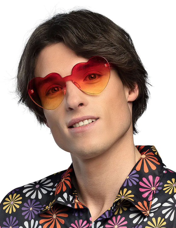 Lunettes c?ur dégradé orange et jaune adulte