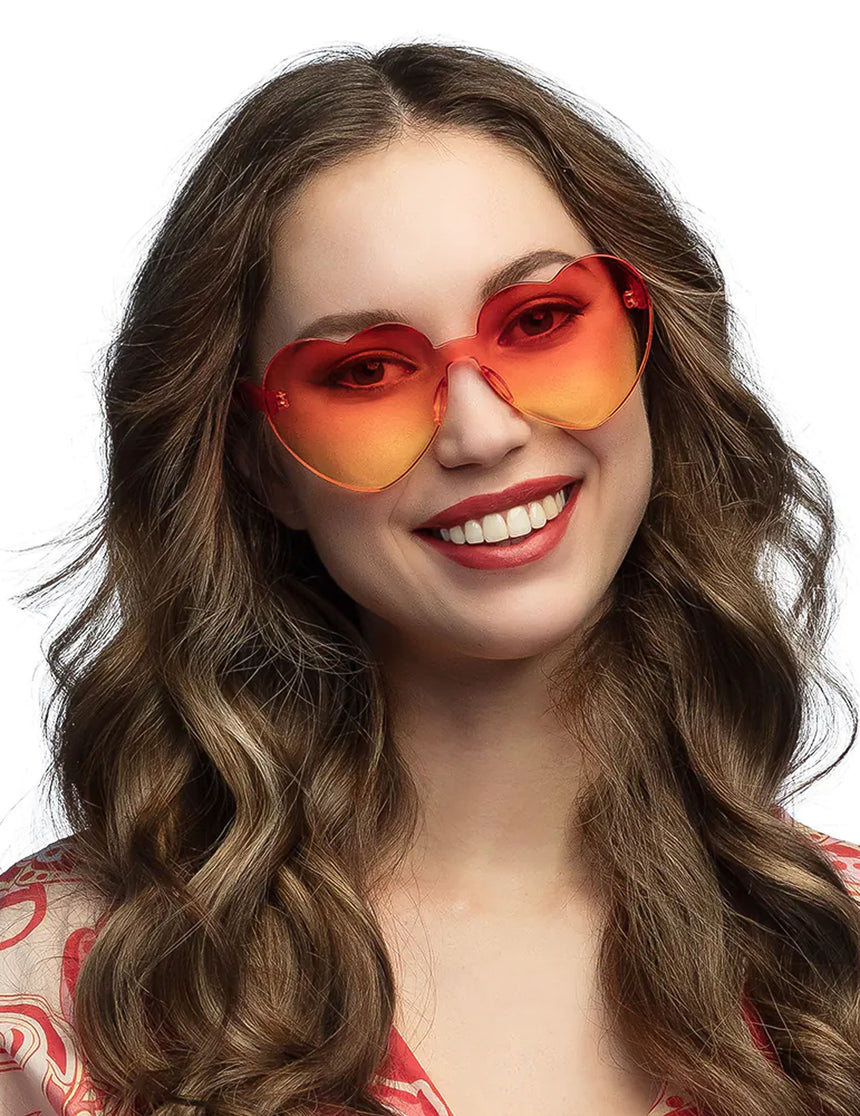 Lunettes c?ur dégradé orange et jaune adulte