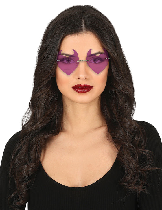 Lunettes c?urs démoniaques violettes adulte