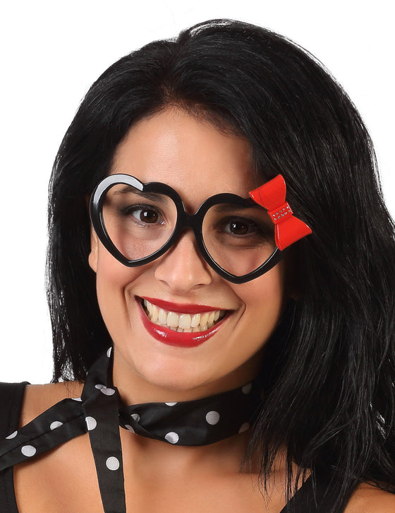 Lunettes coeur et nœud adulte