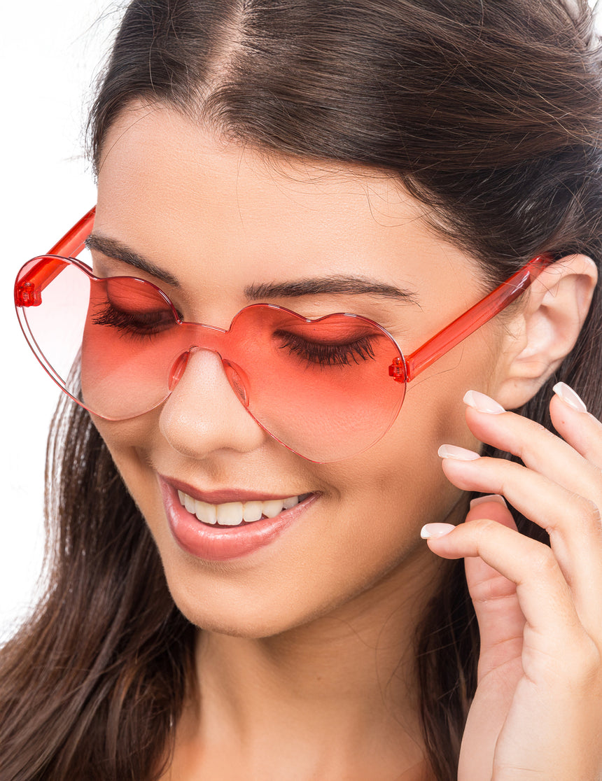 Lunettes c?ur verres fumés rouges adulte