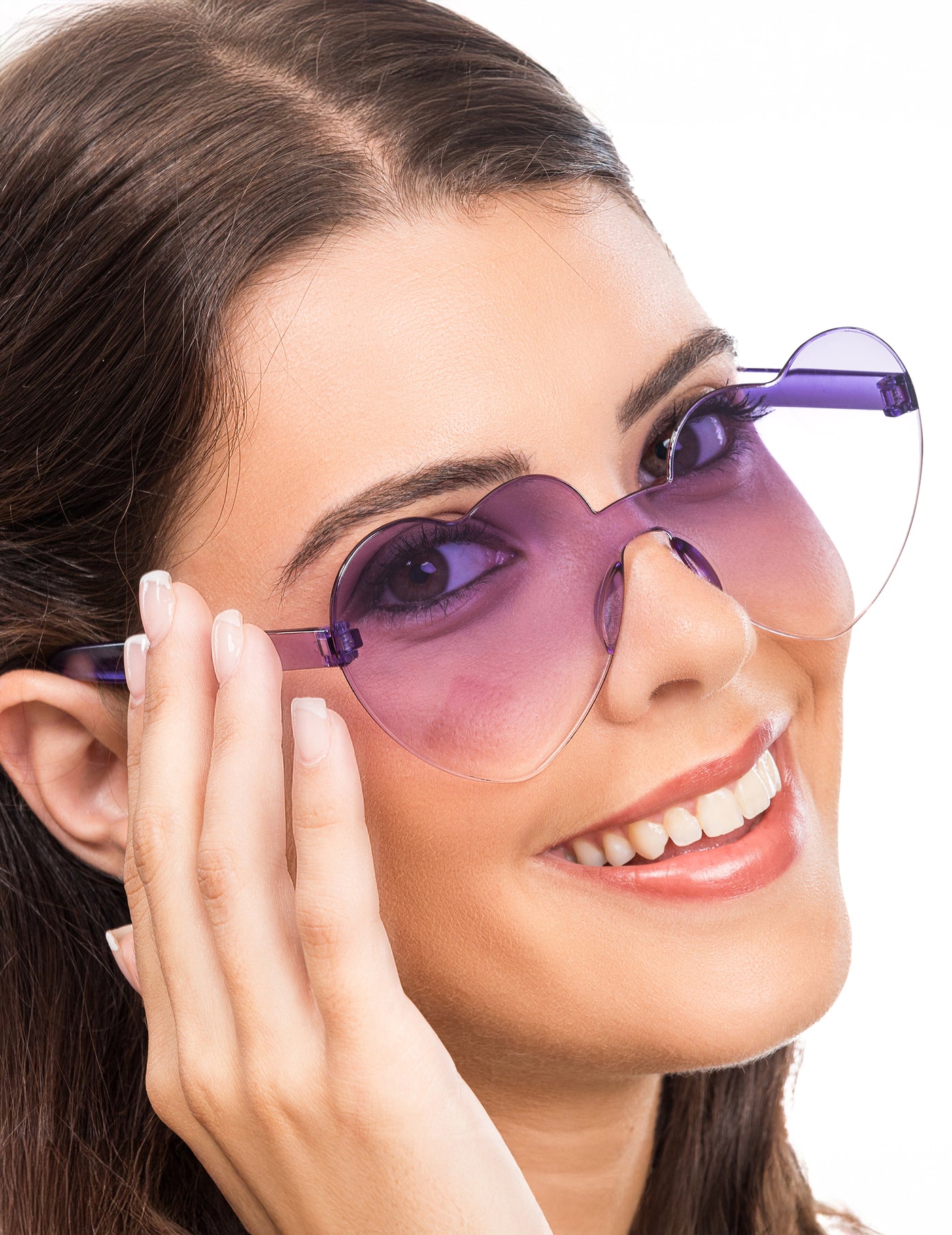 Lunettes coeur verres fumés violets adulte