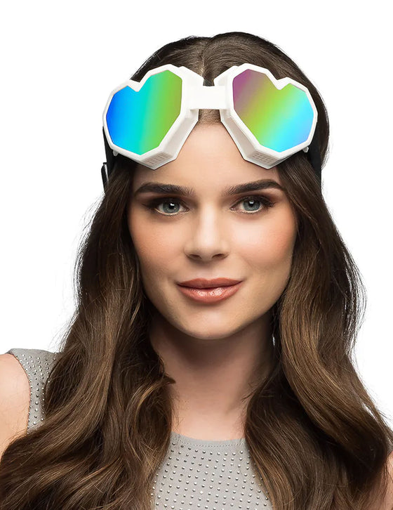 Lunettes de ski cœur blancs adulte