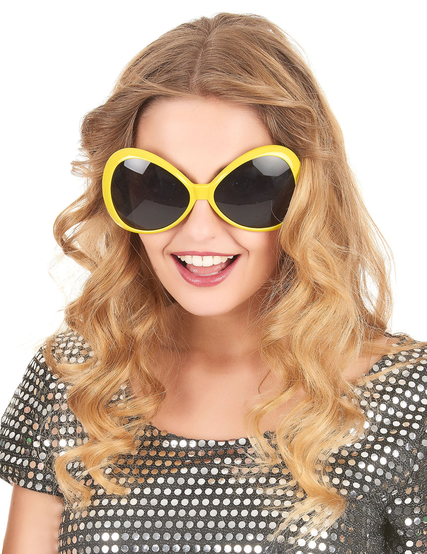 Lunettes disco adulte jaune
