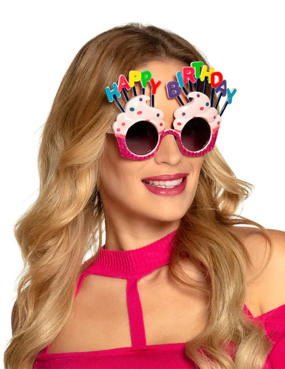 Lunettes Happy Birthday cupcake adulte