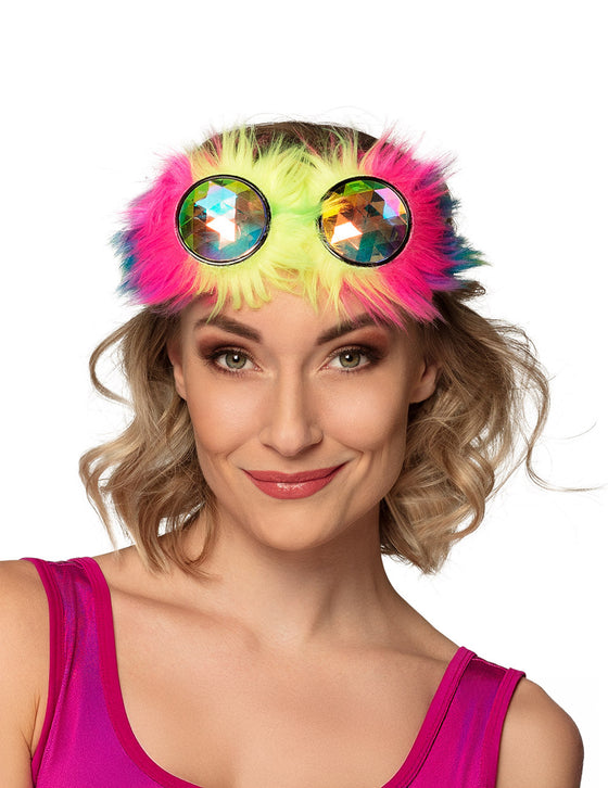 Lunettes rave party à poils multicolores