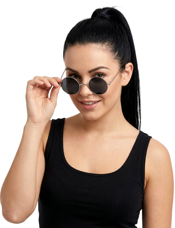 Lunettes rondes noires de hippie adulte
