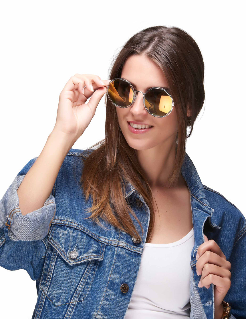 Lunettes rondes rétro métalliques argentéesadulte