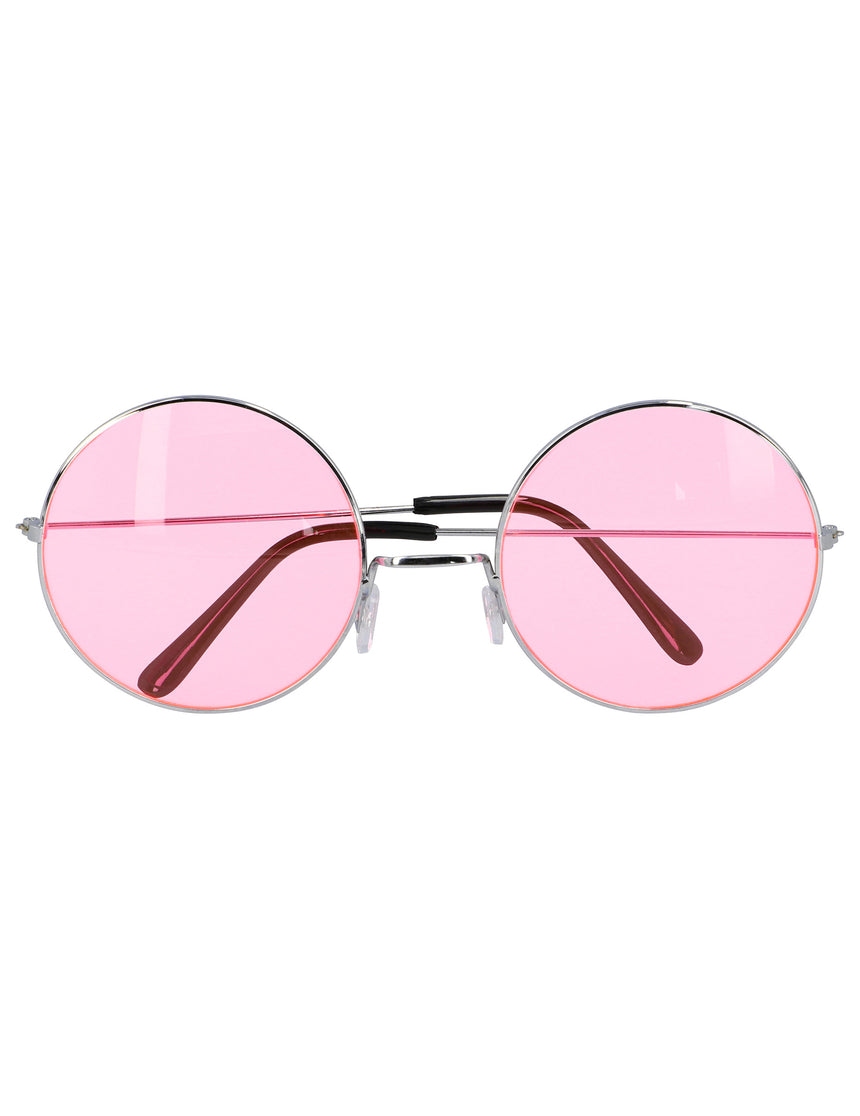Lunettes rondes roses hippies géantes