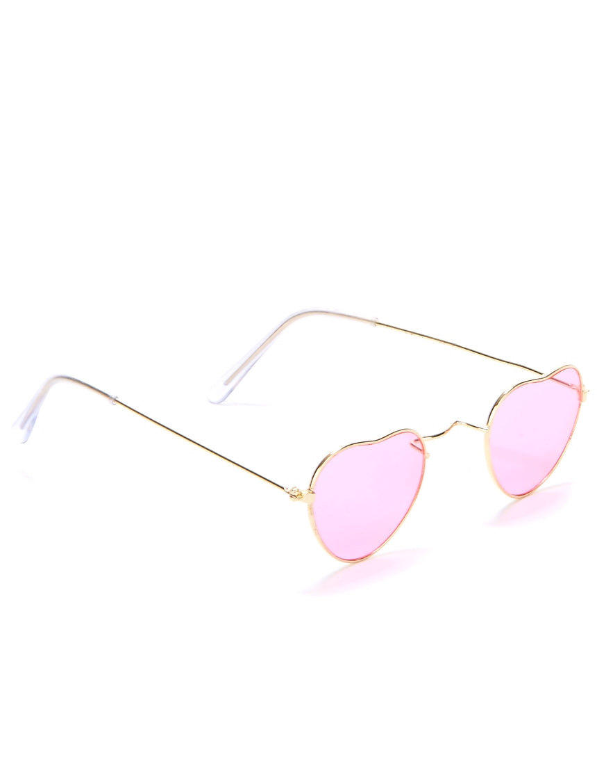 Lunettes roses coeur monture métal adulte